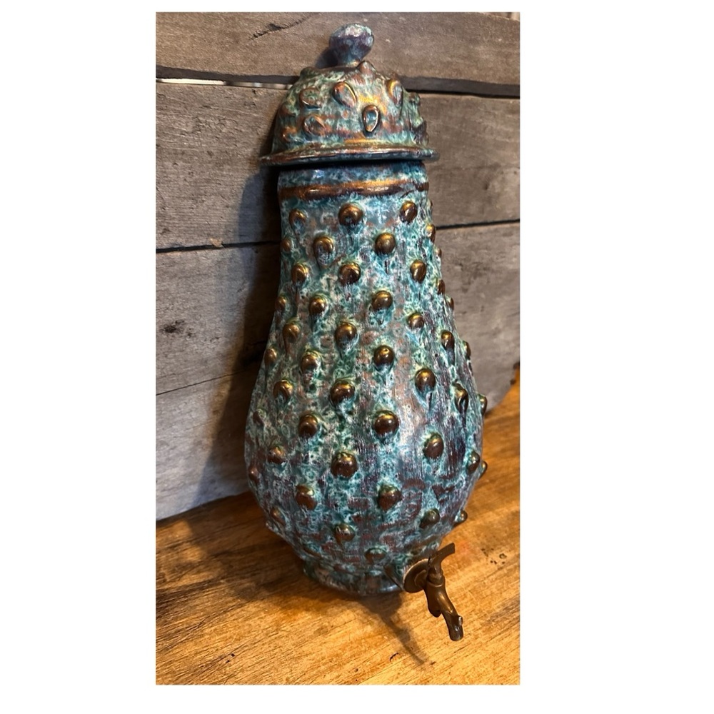 Vintage Ceramic Lavabo Hand Painted Wall Fountain Italy 1940’s Hobnail 14”